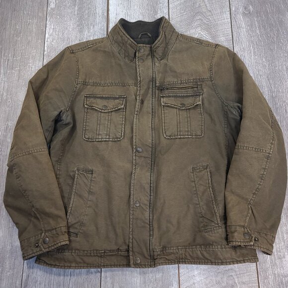 GH Bass Jacket Mens Size Lage Green Brown Chore Rucker Field Jacket - Picture 1 of 8